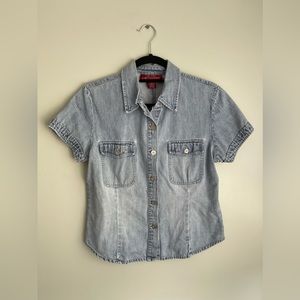 The Limited Vintage Denim Button Up Short Sleeve Shirt Size Medium